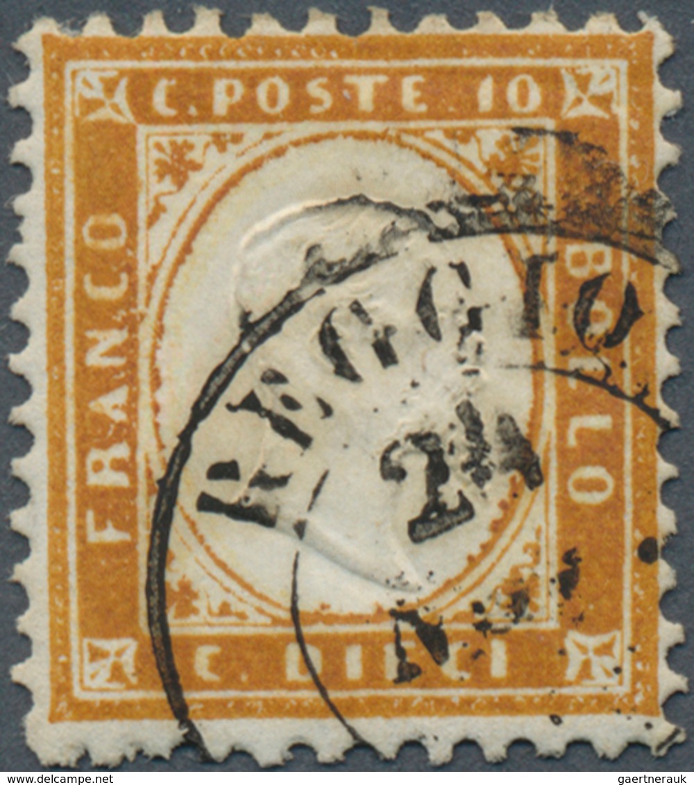 Italien: 1862, 10c. Brown, Better Shade, Fresh Colour, Well Perforated, Clearly Oblit. "REGGIO 24 NO - Ongebruikt