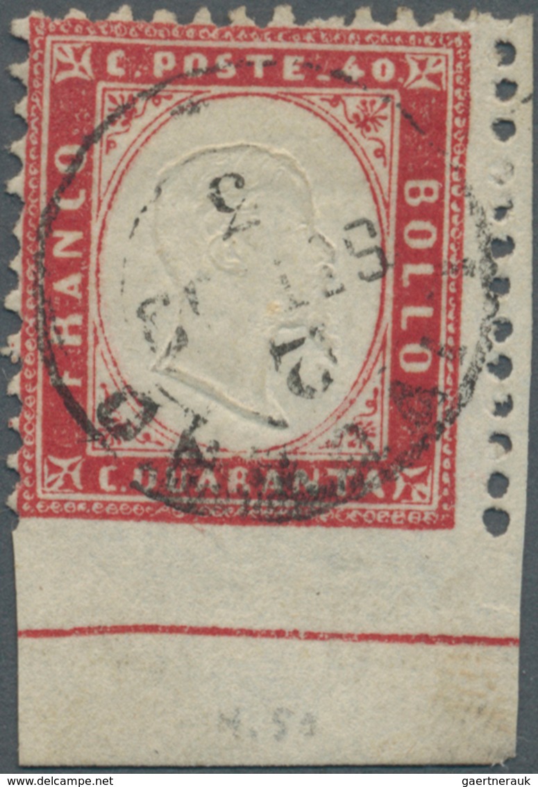 Italien: 1862, 40c. Carmine, Fresh Colour And Well Perforated, Bottom Marginal Copy (=imperf. At Bas - Nuovi