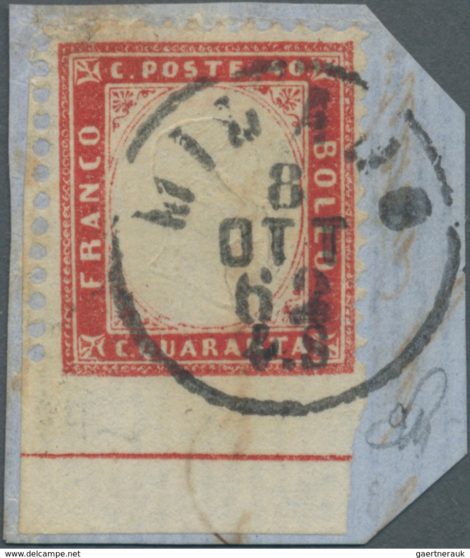 Italien: 1862, 40c. Carmine, Fresh Colour And Well Perforated, Bottom Marginal Copy (=imperf. At Bas - Nuovi