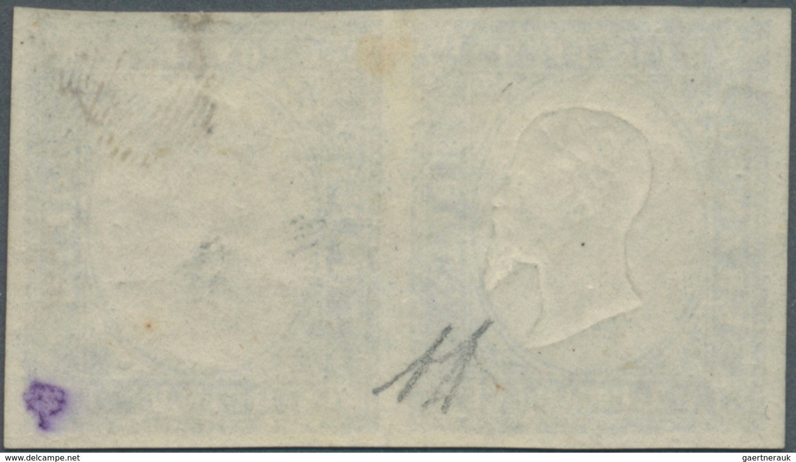 Italien: 1863, 15c. Blue, Horizontal Pair, Left Stamp Without Embossing Of King's Head, Unused No Gu - Ongebruikt