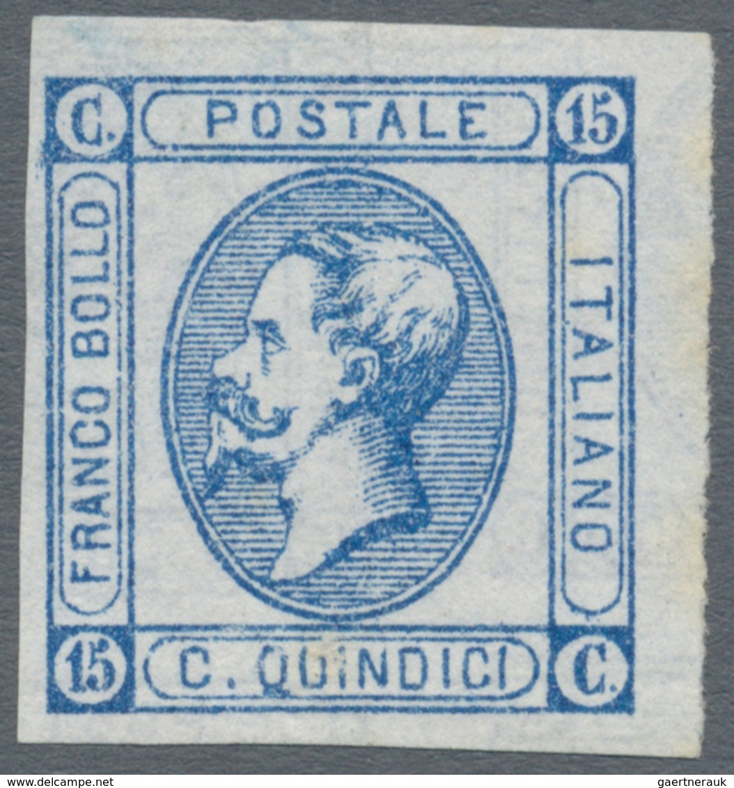 Italien: 1863, Machine Proof Of 15 Centimes "Lithographed", Without Gum. Block Of Four (with Large P - Mint/hinged