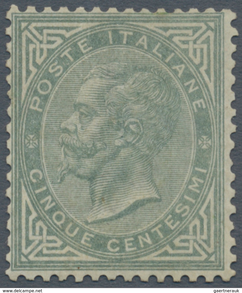 Italien: 1866, 5 Cents Green-grey, Turin Printing, Discreet Centering, MNH. Certificate Raybaudi. ÷ - Ongebruikt