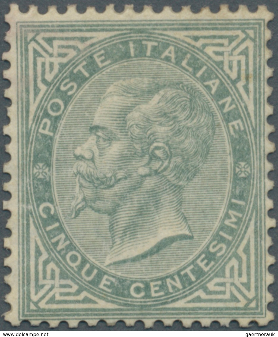 Italien: 1863, 5c. Greyish Olive, London Printing, Fresh Colour, Good Centering, Normally Perforated - Mint/hinged