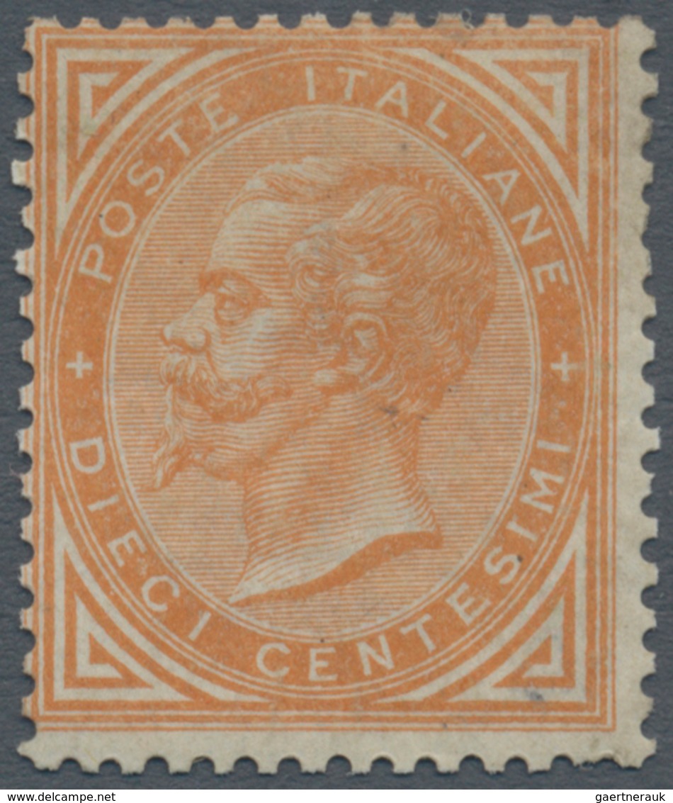 Italien: 1863, 10 Cents Ochre Yellow "De La Rue", Turin Printing, MNH, Dr. Avi Certificate (2002). S - Ongebruikt