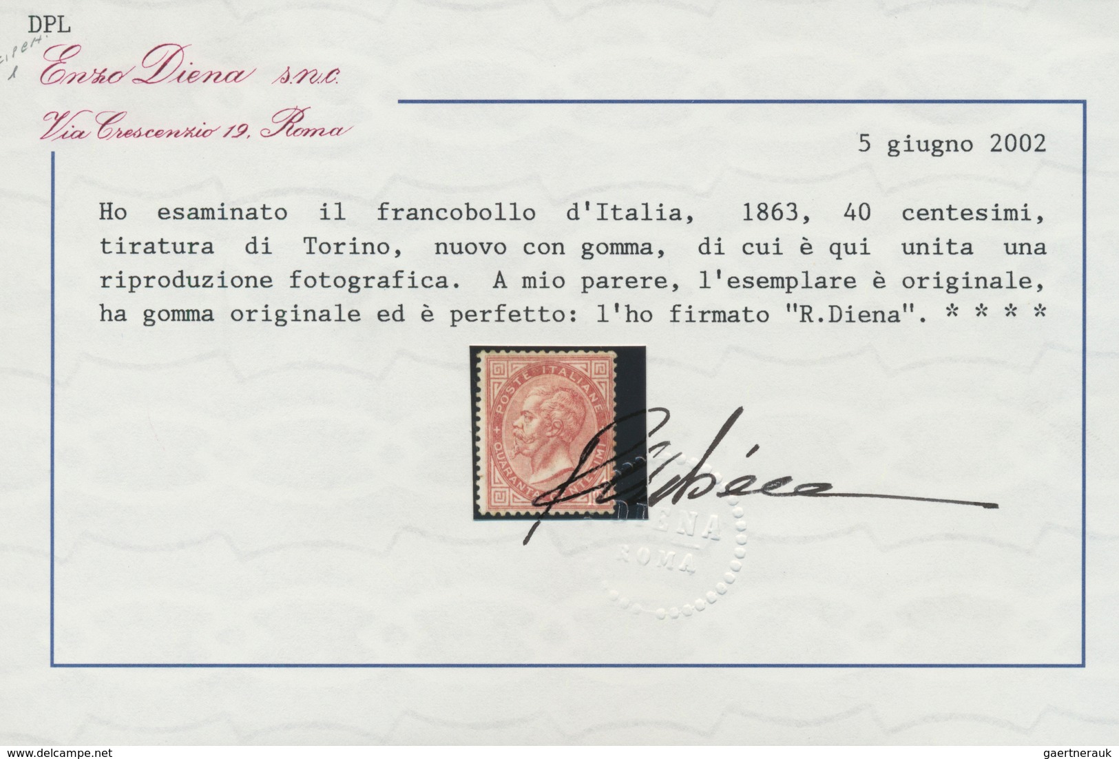 Italien: 1866, 40c. Carmine, Turin Printing, Fresh Colour, Good Centering, Well Perforated, Mint Ori - Mint/hinged