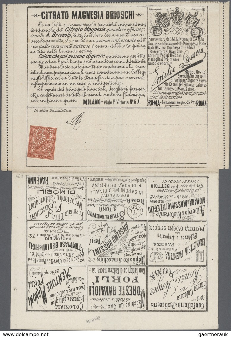 Italien: 1887, Unused "Francolettera" Franked With 2Cent. Bearing 26 Different Advertisings. Very Ra - Mint/hinged