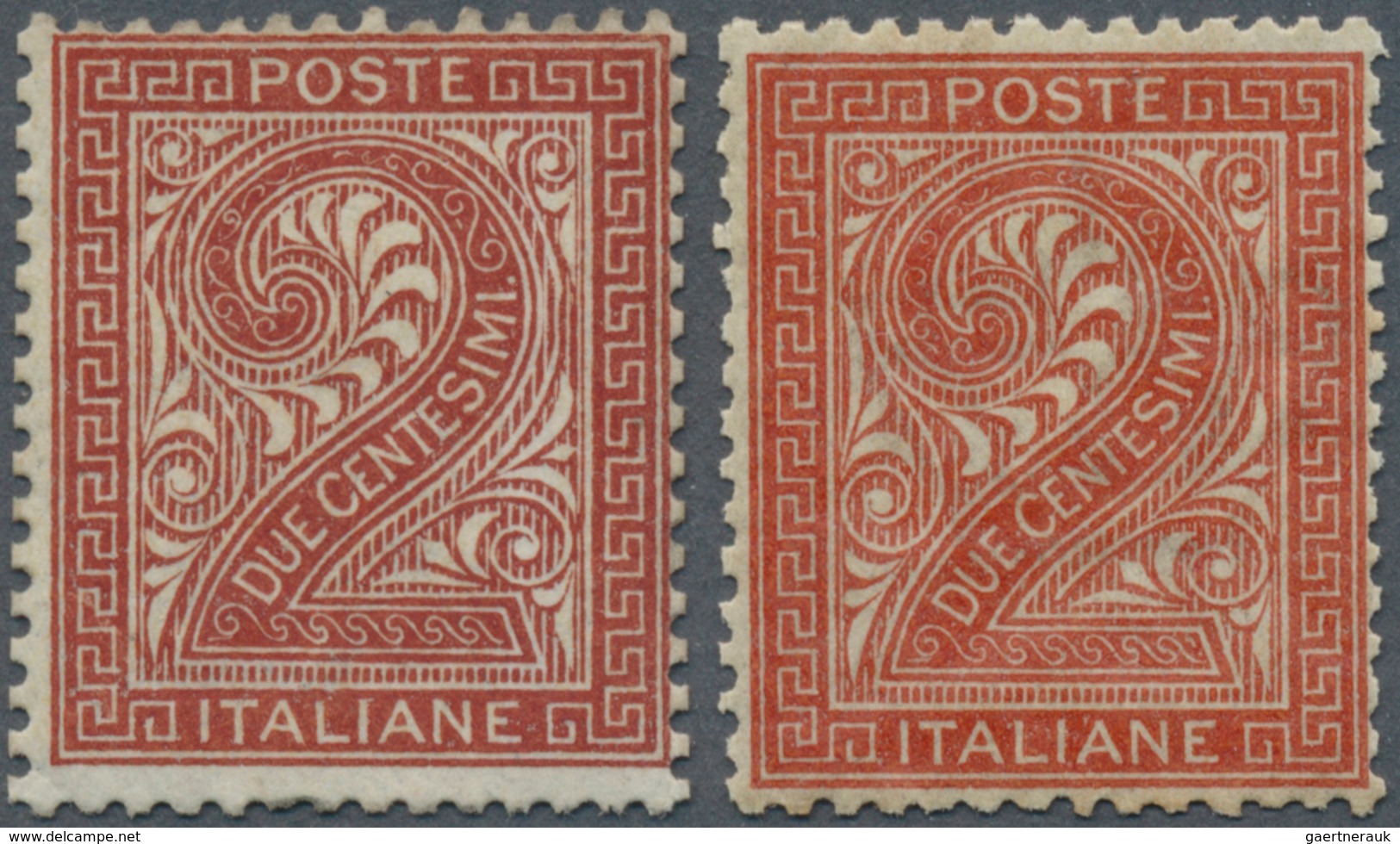 Italien: 1863/1865: 2 Cent Red Brown "De La Rue", London Printing, Mint Hinged, Slightly Decentered - Ongebruikt