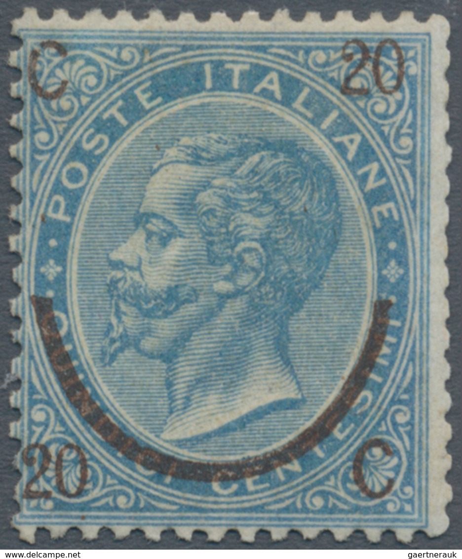 Italien: 1865: 20 Cents On 15 Cents Blue, Second Type, Mint With Original Gum And In Good Condition; - Ongebruikt