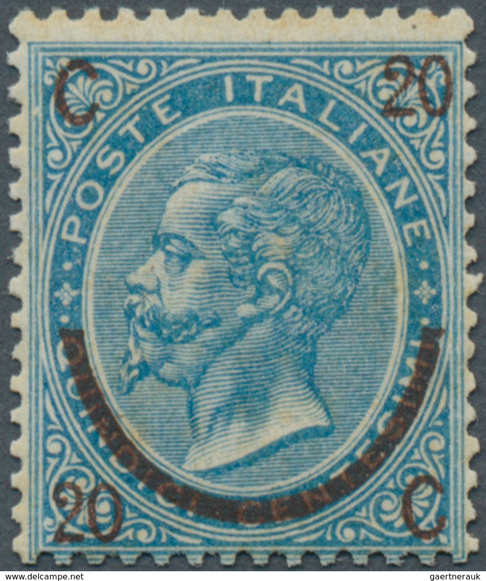 Italien: 1865, 20c. On 15cmi. Blue, Type II, Fresh Colour, Well Perforated, Unmounted Mint, Toning S - Mint/hinged
