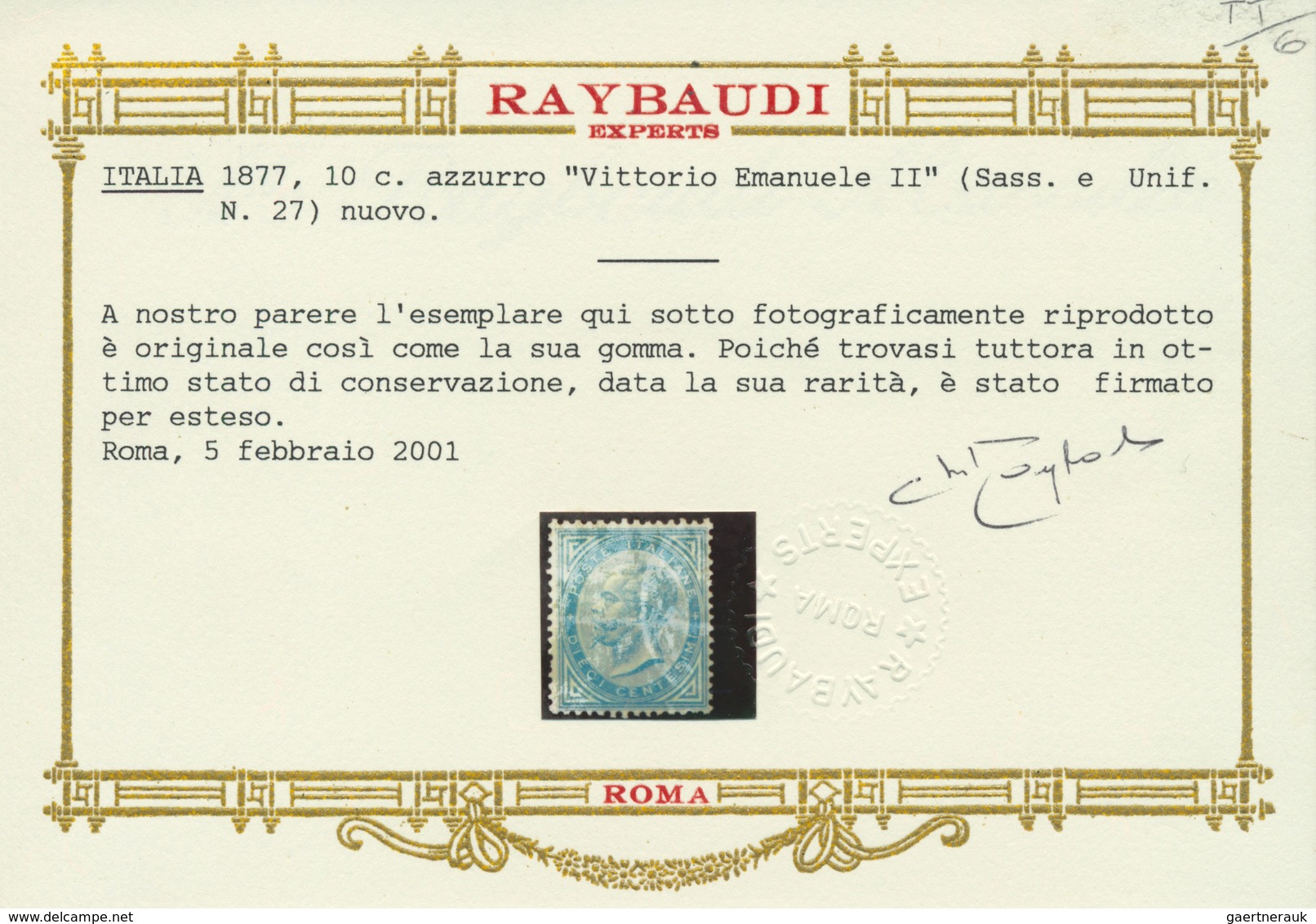 Italien: 1877, 10c. Blue, Fresh Colour, Good Centering, Normally Perforated, Mint Original Gum With - Ongebruikt