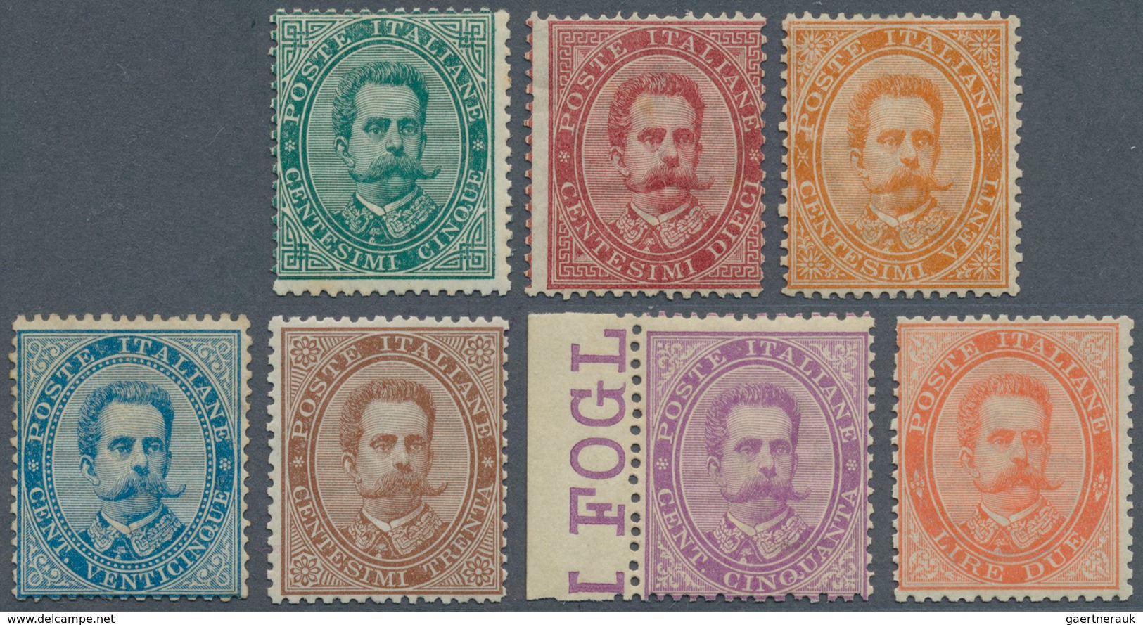 Italien: 1879/1882, King Umberto I. Complete Set Of Seven Unused With Large Part Original Gum Or MNH - Mint/hinged