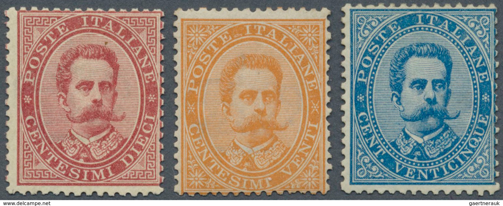 Italien: 1878, Umberto I. Issue Three Values 10c., 20c. And 25c. Blue, All Mint Hinged, Fine And Fre - Ongebruikt