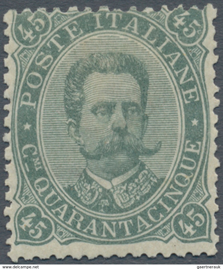 Italien: 1889, Umberto I. 45c. Grey-olive Mint Heavy Hinged, Scarce Stamp, Mi. € 2.000,-- (Sass. 46, - Ongebruikt