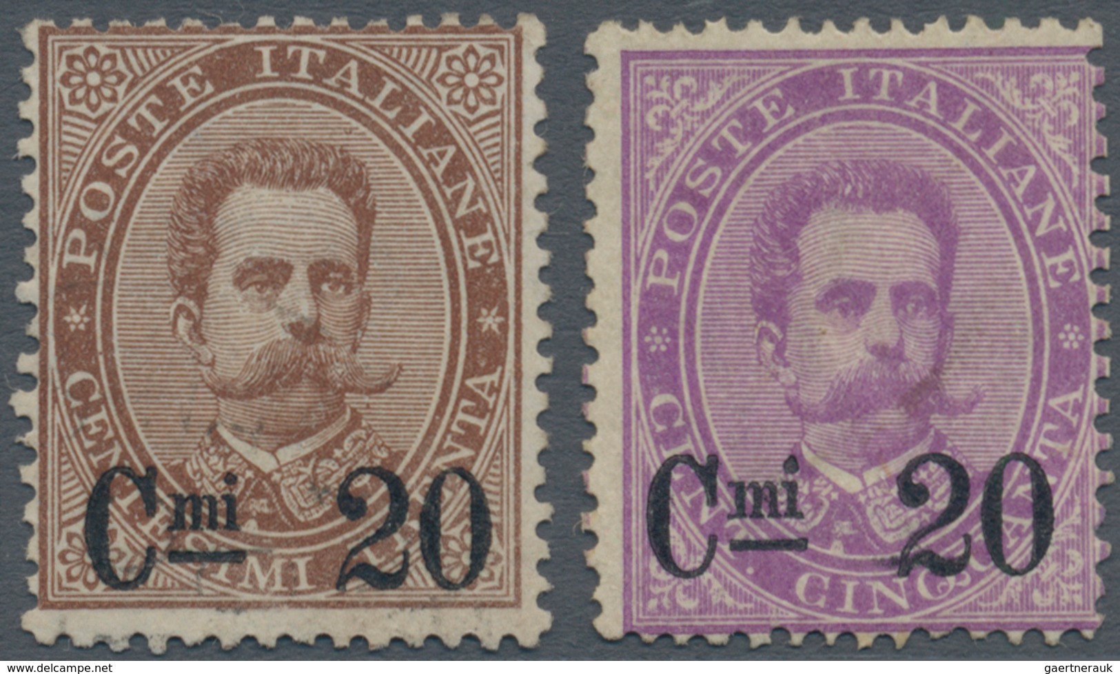 Italien: 1890, Umberto I. 30c. Brown And 50c. Violet Both Surch. 'Cmi. 20', Mint Lightly Hinged And - Mint/hinged