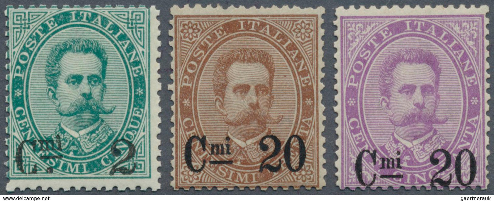 Italien: 1890/1891, King Umberto I. Complete Set Of The Three Surcharged Values Unused With Large Pa - Ongebruikt