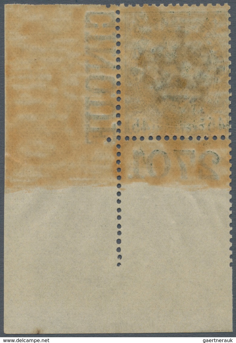 Italien: 1895, 45 Cents Olive Green "Umberto I", Sheet Corner With Plate Number "2701", MNH; With Ra - Mint/hinged