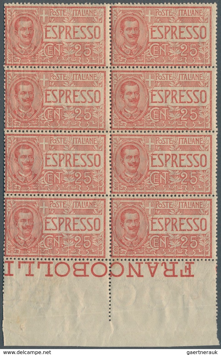 Italien: 1903, Express Stamp 25c. Red, 67 U/m Copies. Sass. E1, 11.725,- € (price For Single Stamps, - Mint/hinged