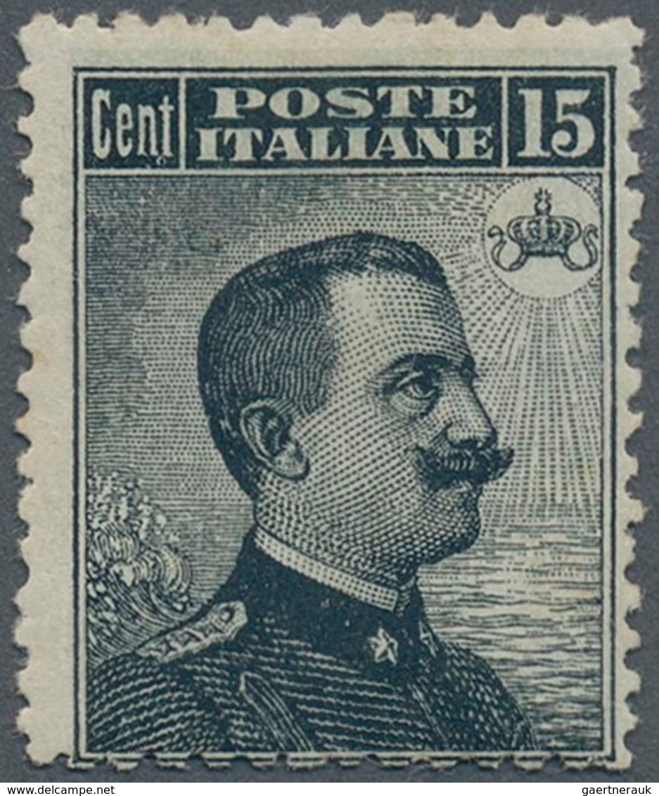 Italien: 1909, 15c. Slate, Fresh Colour, Well Perforated, Unmounted Mint, Signed A.Diena, Dr.Chiavar - Mint/hinged