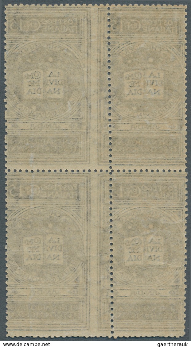 Italien: 1921, 15 C "600th Anniv. Of Dante Alighieri's Death", Unissued Color Grey, Block Of 4 With - Ongebruikt