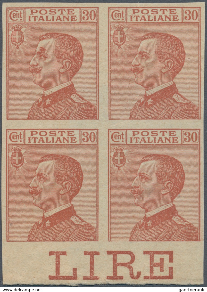 Italien: 1922, 30 Cents Orange, Not Perforrated Proof On Gray Thicker Paper, Without Watermark And W - Mint/hinged