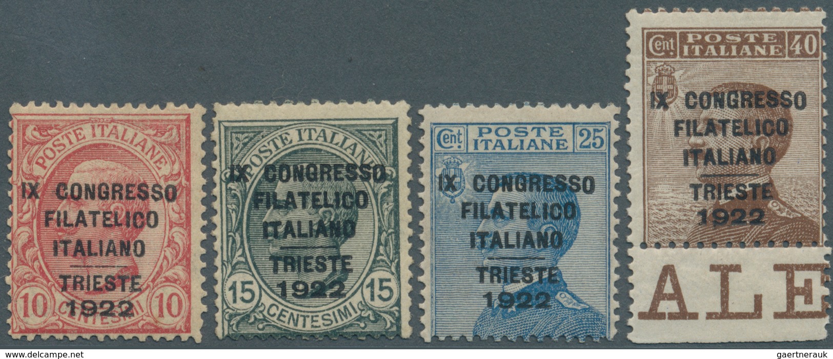 Italien: 1922, Philatelic Congress Triest, Complete Set Mint O.g., Several Signatures, E.g. A.Diena, - Ongebruikt
