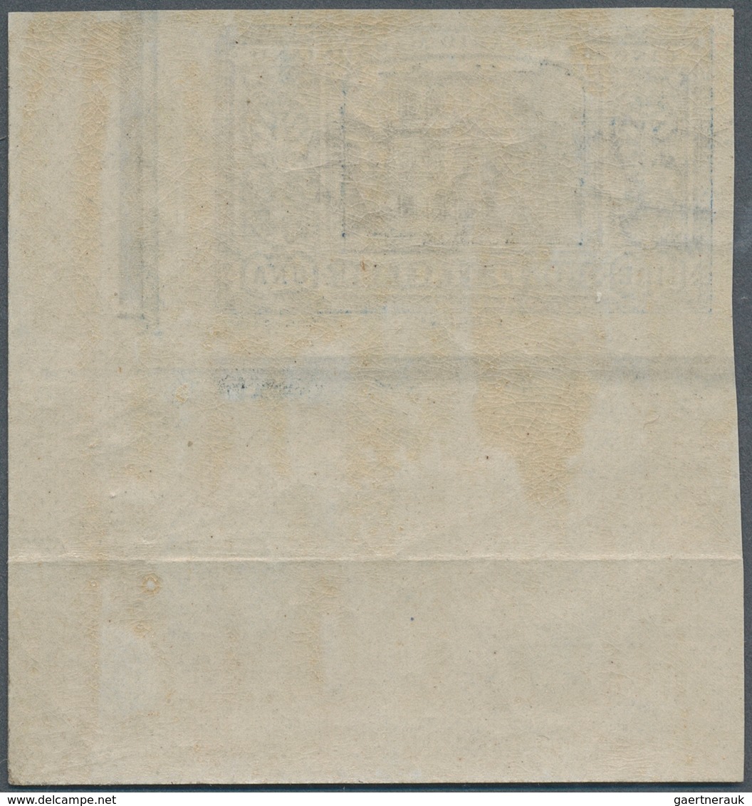 Italien: 1923: 1 Lire Manzoni, Lower Right Corner Of The Sheet, Imperforated, Signed Sorani. Sassone - Mint/hinged