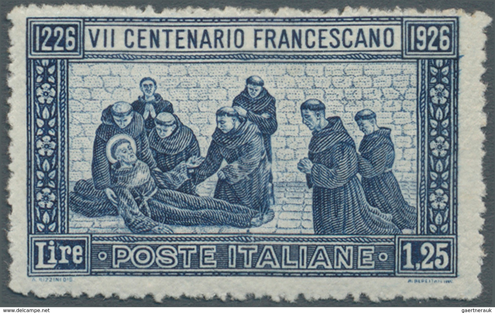Italien: 1926, San Francesco, 1.25l. Blue In Rare Perf. 13½, Unmounted Mint, Signed And Certificate - Mint/hinged