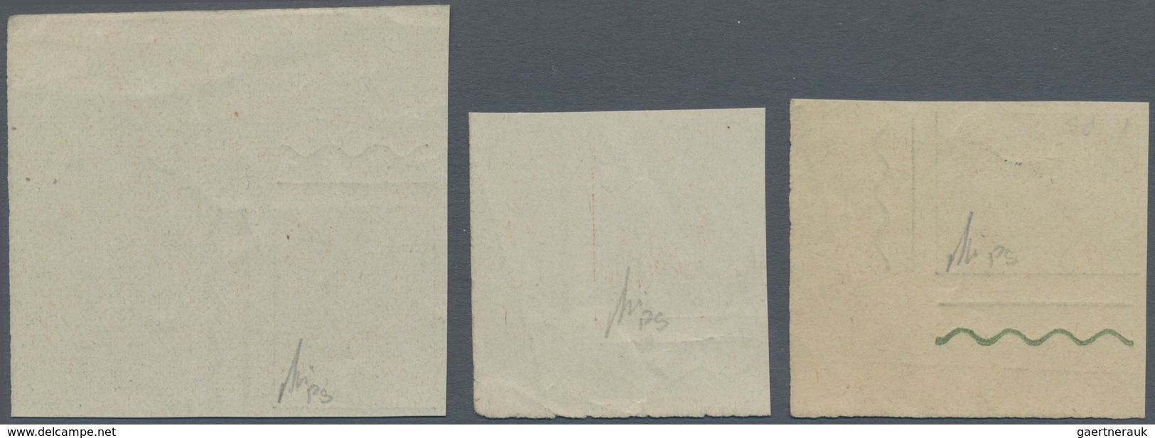 Italien: 1928: Three Values Of The Unissued Series "Serie Artistica", Printing Proofs On Gray Paper - Ongebruikt