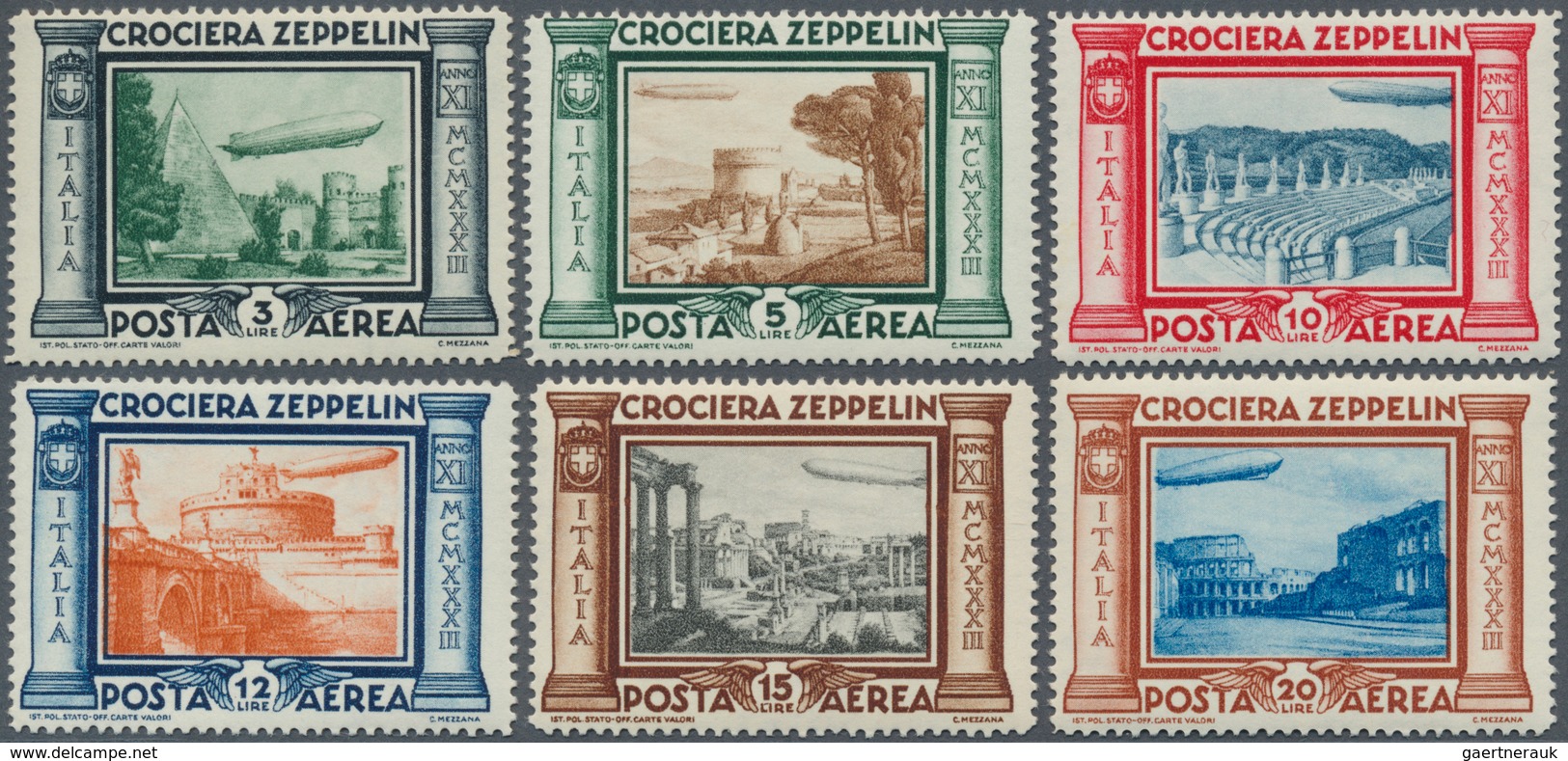 Italien: 1933, Zeppelin, 3l. To 20l., Complete Set Of Six Values, Unmounted Mint. Sass. PA45/50, 400 - Mint/hinged