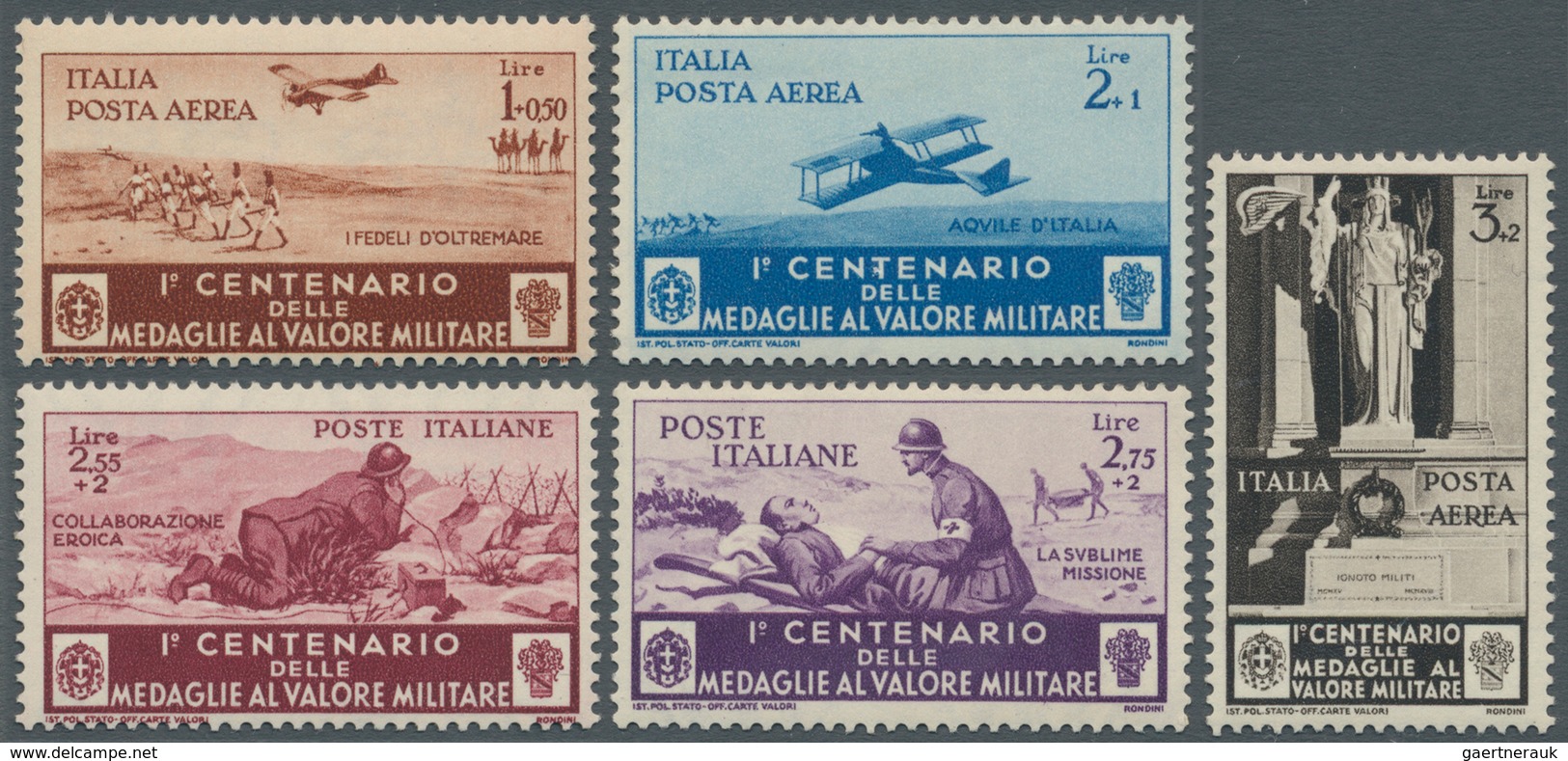 Italien: 1934, Military Medal, 10c. To 4.50l., Complete Set Of 20 Values, Unmounted Mint. Sass. 366/ - Ongebruikt
