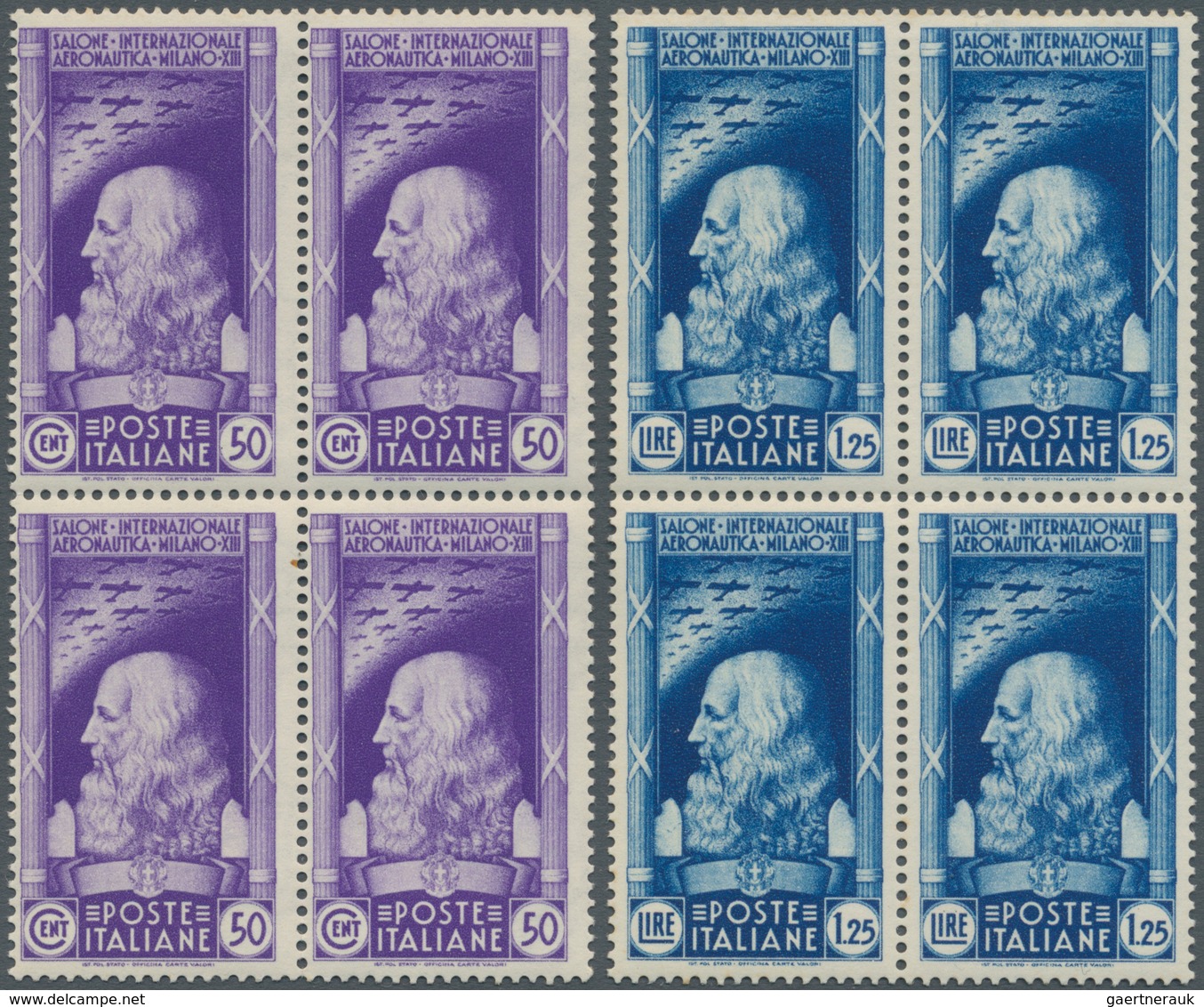 Italien: 1935, International Air Show Milan, 20c. To 1.25l., Complete Set Of Four Values As Blocks O - Ongebruikt