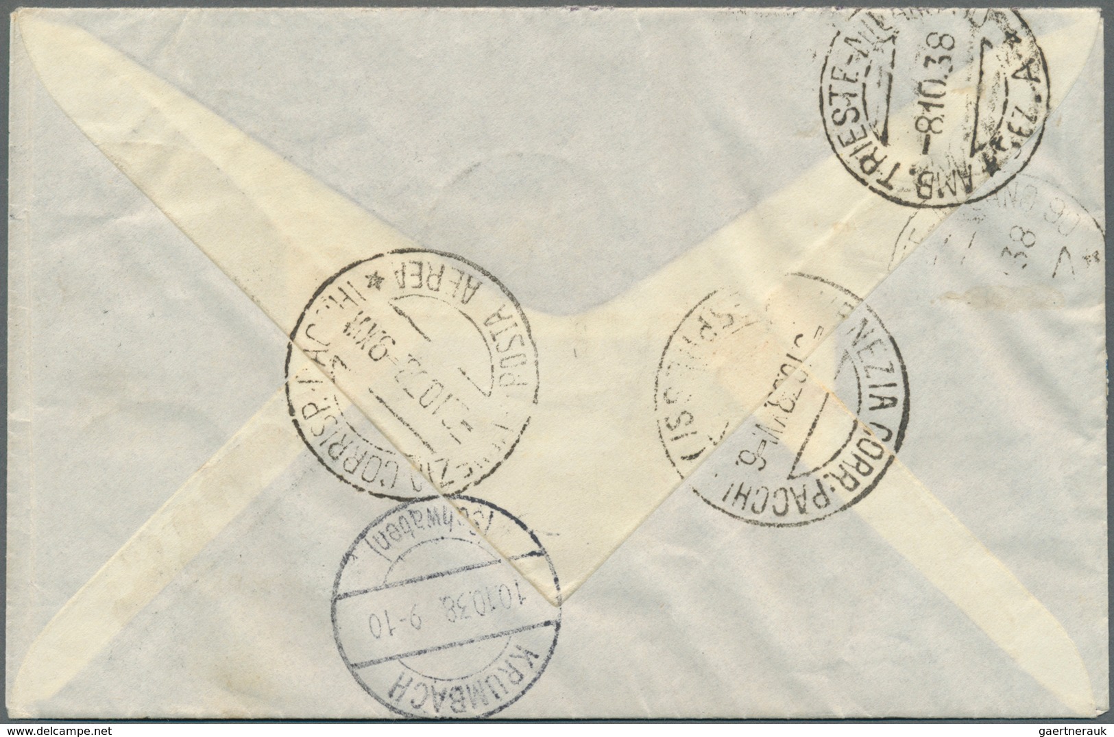 Italien: 1937, Augustus, 25 C - 5 L, Complete Set With 5 Airmail Stamps On Registered Airmail Cover - Ongebruikt