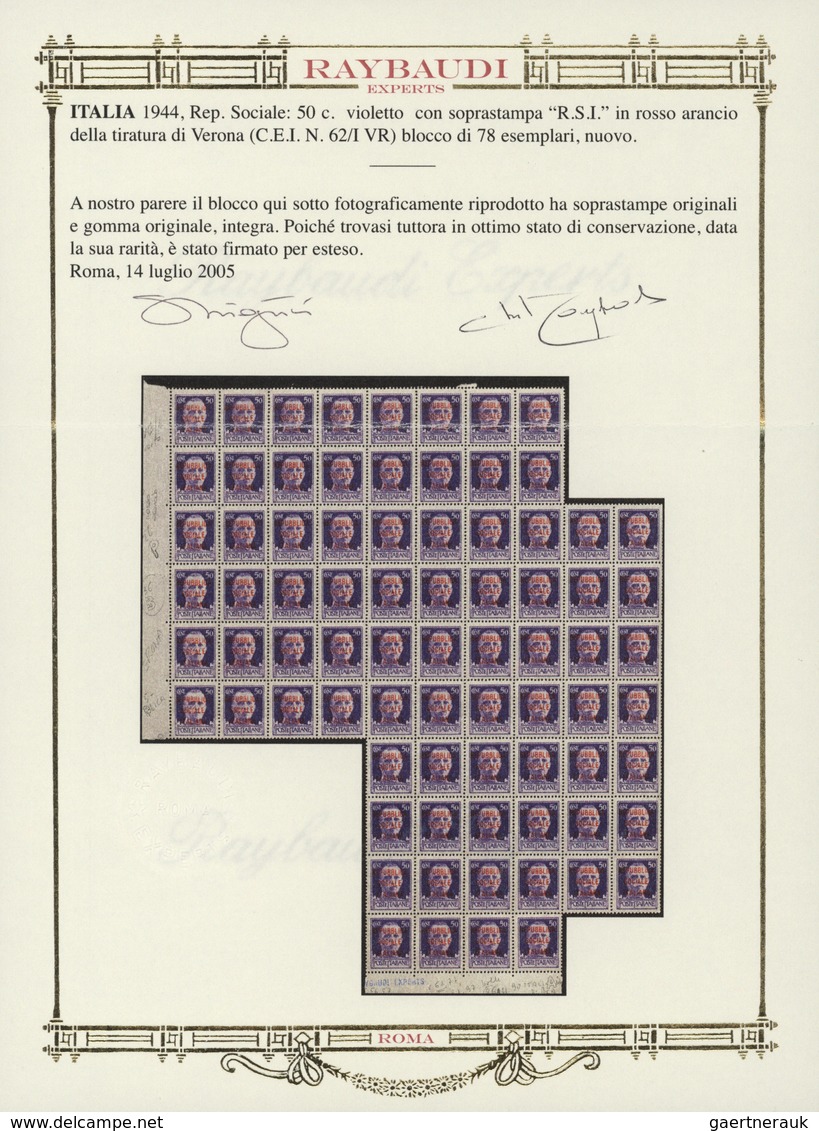 Italien: 1944, Rep. Sociale, 50 Cents Violet With Overprint "R.S.I" In Red ORANGE Of The Printing In - Ongebruikt