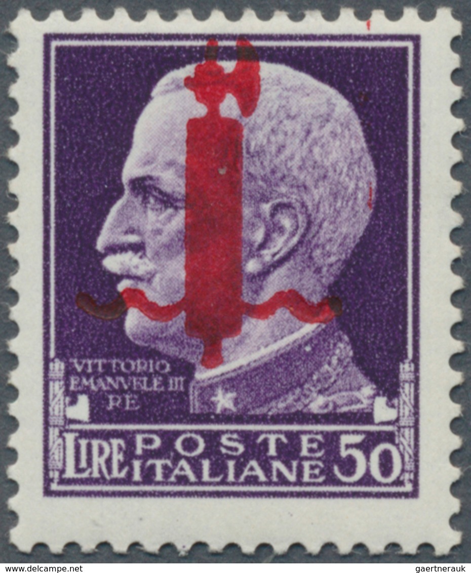 Italien: 1944, 50 Lire Violet, Overprint In Red, Emission Florence. VF Mint Never Hinged Condition. - Mint/hinged