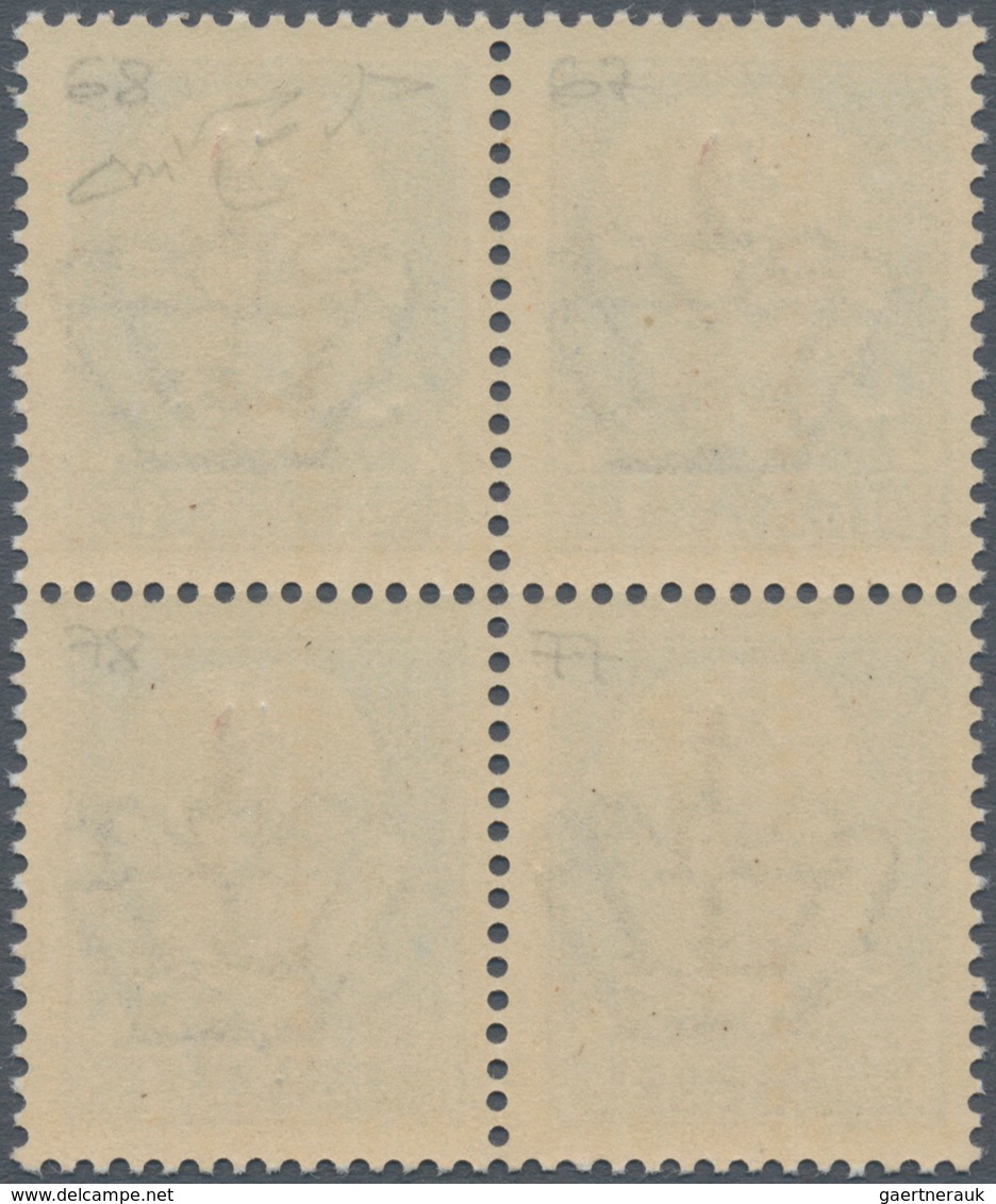 Italien: 1944, Rep. Sociale: 1.25 Lira Blue With Red Fasces Overprint, Florence Printing, Block Of F - Ongebruikt
