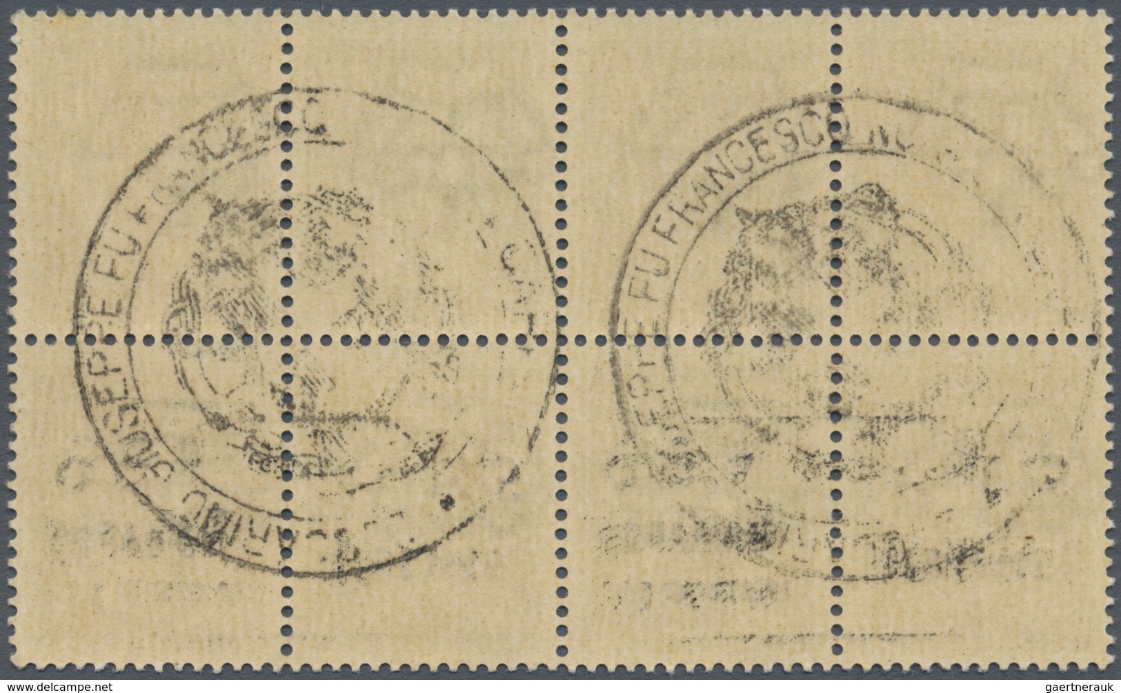 Italien: 1945, C.L.N. MASSA CARRARA Local Issue, 5 Lire On 50 C Brown Airmail Stamp, 12 Blocks Of Fo - Ongebruikt