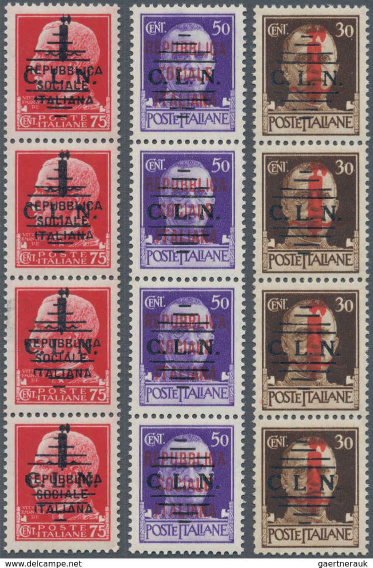 Italien: 1944, C.L.N. TORINO Local Issue, 25 C To 1.25 L, Four Complete Sets With Ovp "REPUBLICA SOC - Mint/hinged