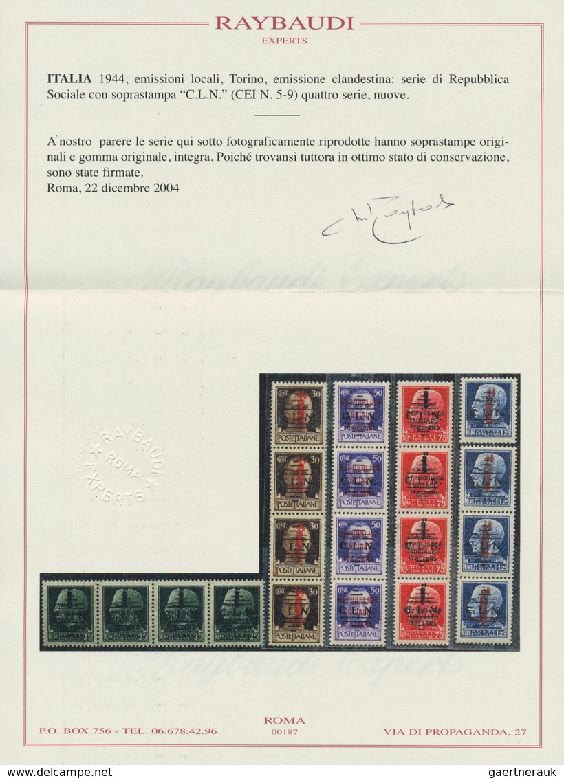 Italien: 1944, C.L.N. TORINO Local Issue, 25 C To 1.25 L, Four Complete Sets With Ovp "REPUBLICA SOC - Ongebruikt