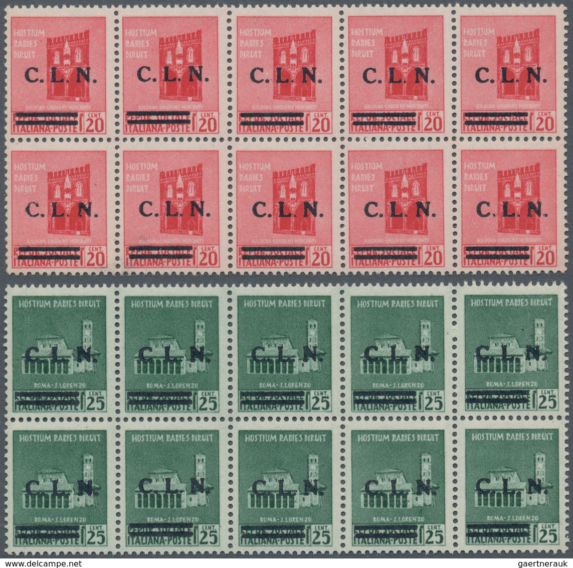 Italien: 1944, C.L.N. TORINO Local Issue, 20 C To 75 C "Monumenti Distrutti", With Horizontal Ovp Si - Mint/hinged