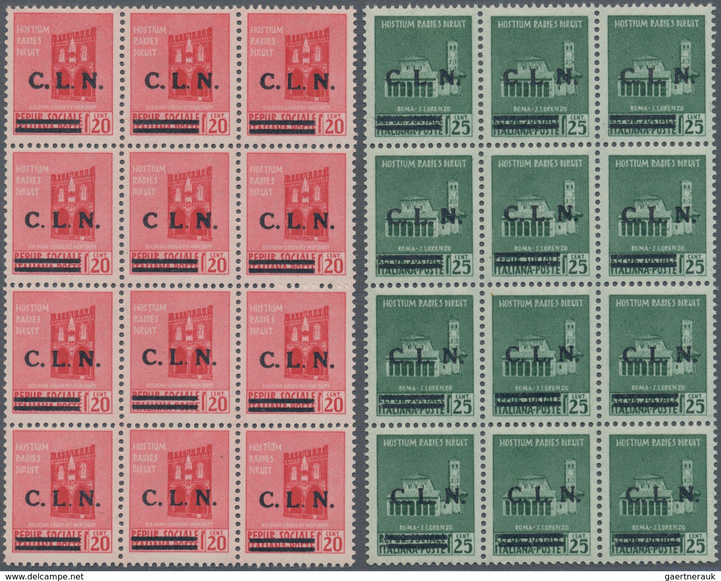 Italien: 1944, C.L.N. TORINO Local Issue, 20 C To 75 C "Monumenti Distrutti", With Horizontal Ovp Si - Mint/hinged