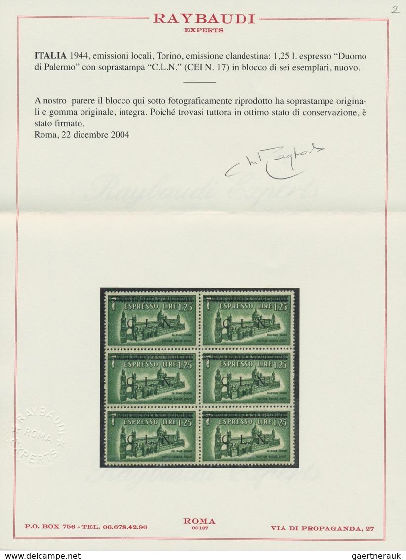 Italien: 1944, C.L.N. TORINO Local Issue, 1,25 Lire Green, Express Stamp, With Horizontal Ovp Single - Ongebruikt