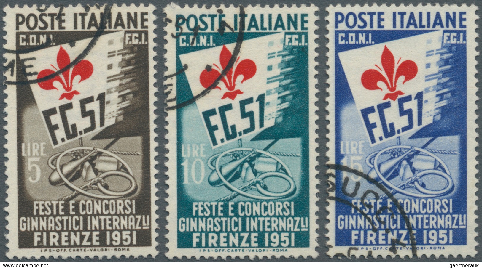 Italien: 1951, Gymnastic Competition Florence, Complete Set Neatly Cancelled, Signed A.Diena. Sass. - Ongebruikt