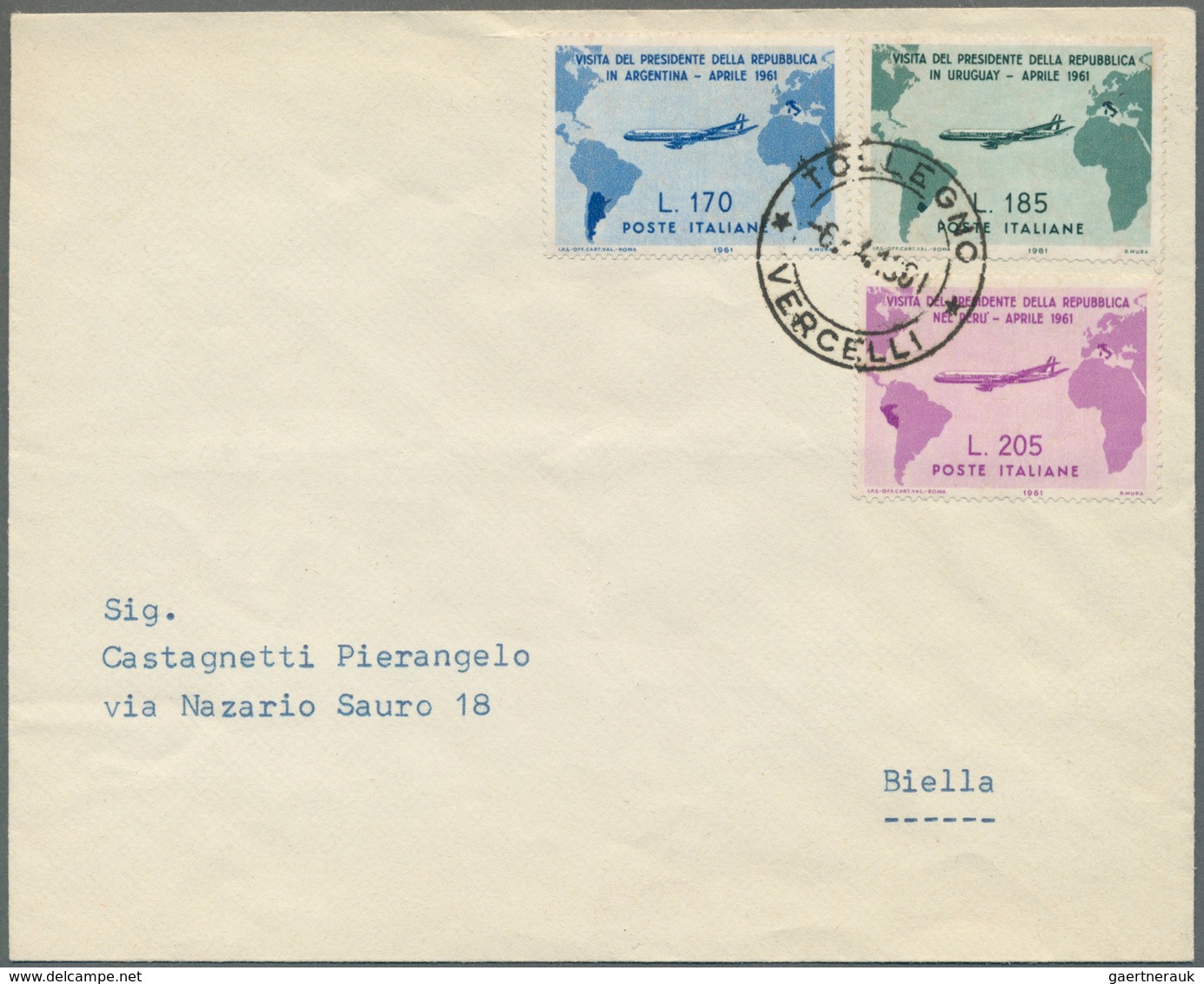 Italien: 1961, Airmail Issue Complete With 205 Lire Showing Wrong Outline Of Peru And Different Colo - Mint/hinged