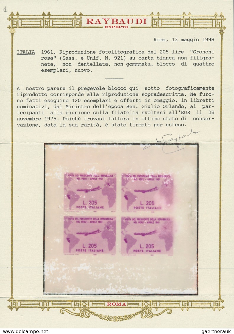 Italien: 1861: "Gronchi Rosa" Official Photolithographic Reproduction On Non-watermarked Ungummed Wh - Mint/hinged