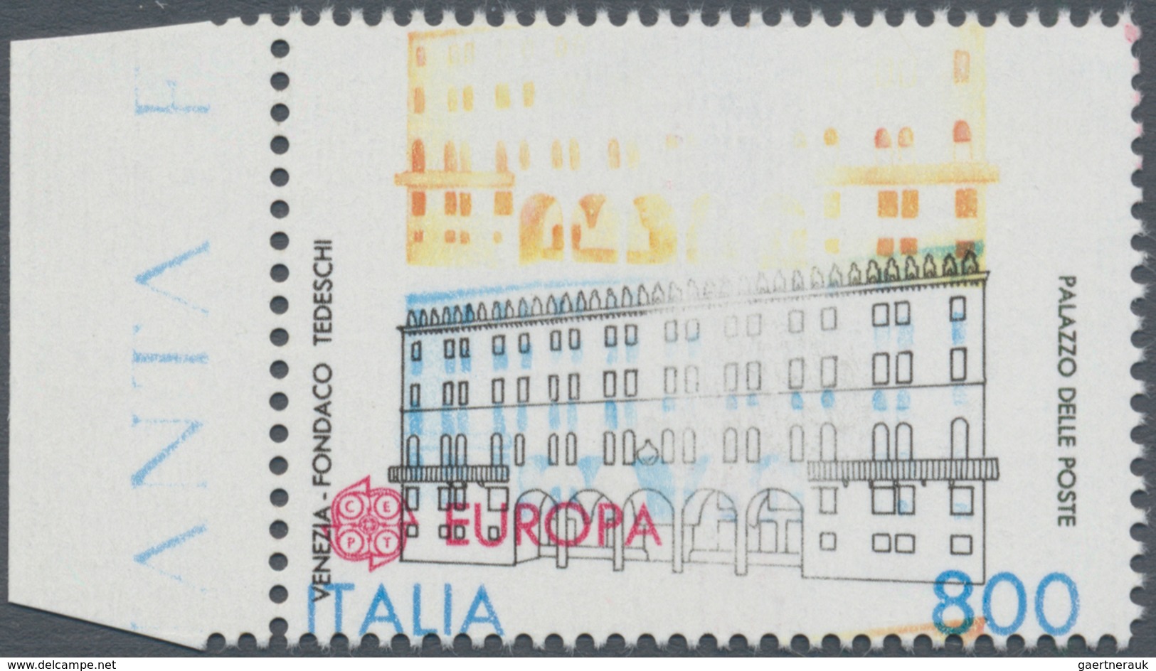 Italien: 1990, Europa-CEPT 800 Lire 'Post Office In Venice' Single Stamp From Left Margin With HEAVY - Mint/hinged