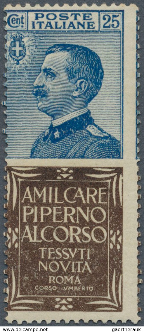 Italien - Zusammendrucke: 1924, Francobolli Pubblicitari 25c. Brown Blue "PIPERNO", Mint Original Gu - Unclassified