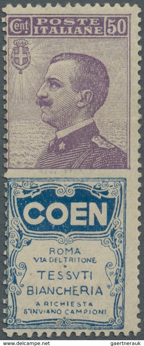 Italien - Zusammendrucke: 1924, Francobolli Pubblicitari 50c. Violet Blue "COEN", Mint Original Gum, - Zonder Classificatie