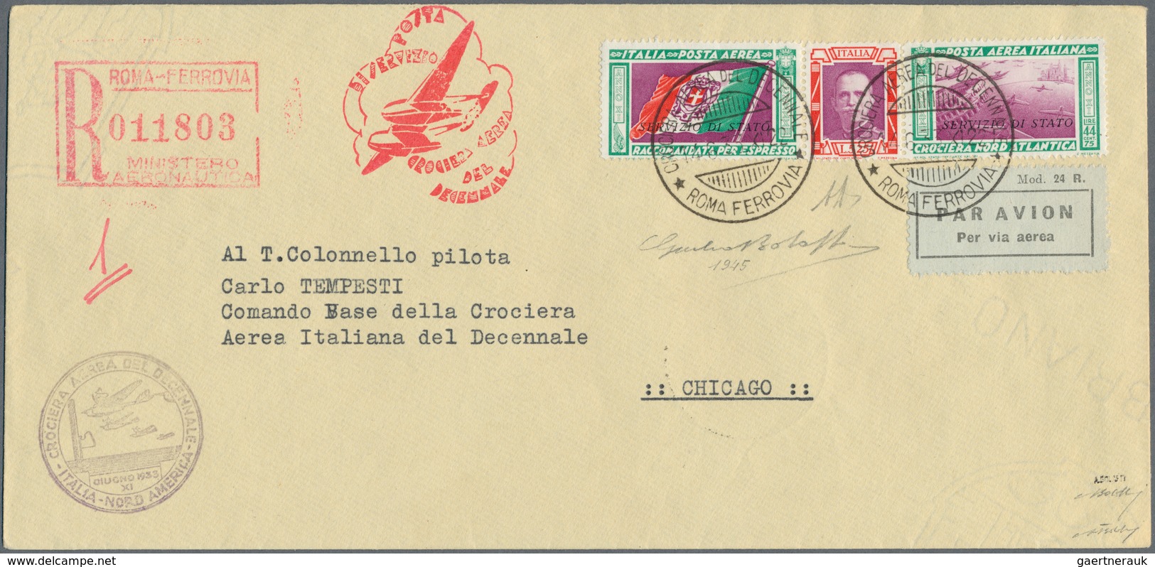 Italien - Dienstmarken: 1933, Balbo Squadron Flight, 5.25l.+44.75l. "Servicio Di Stato", Se-tenant S - Servizi