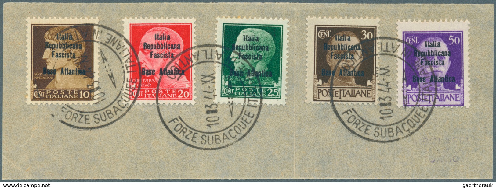 Italien - Militärpostmarken: Atlantikküste: 1943, Overprints "Italia Repubblicana Fascista Base Atla - Altri & Non Classificati