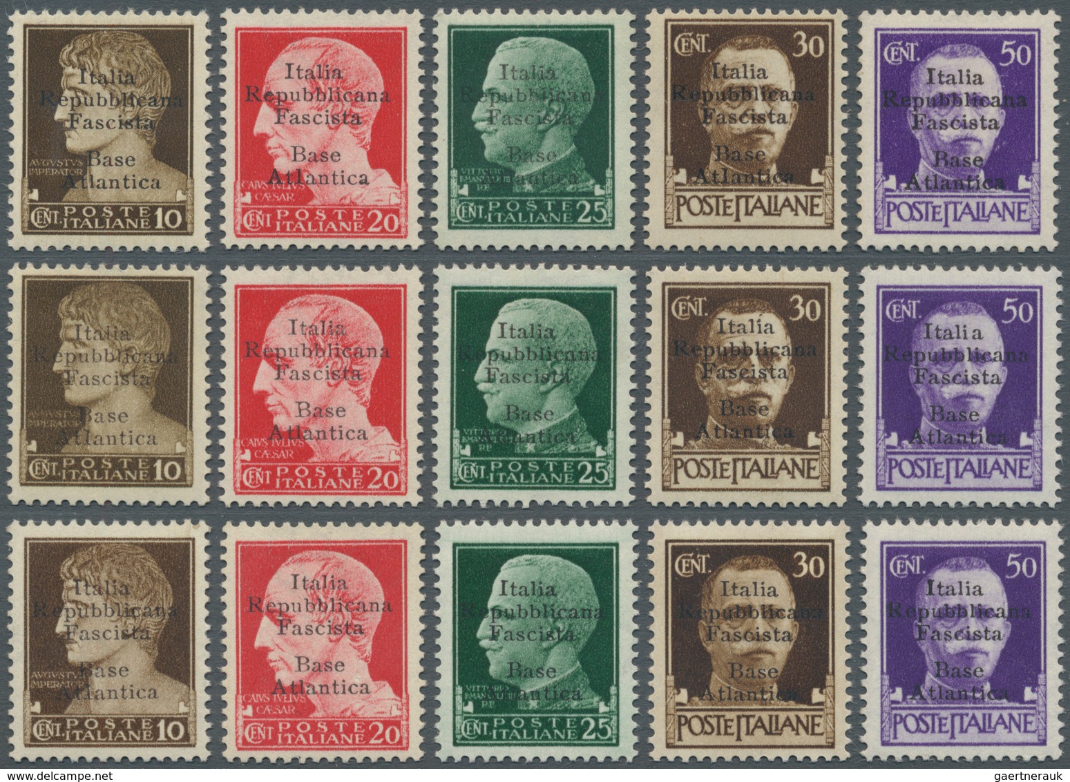 Italien - Militärpostmarken: Atlantikküste: 1943, 10c. And 20c./50c. With Overprint "Italia Repubbli - Altri & Non Classificati